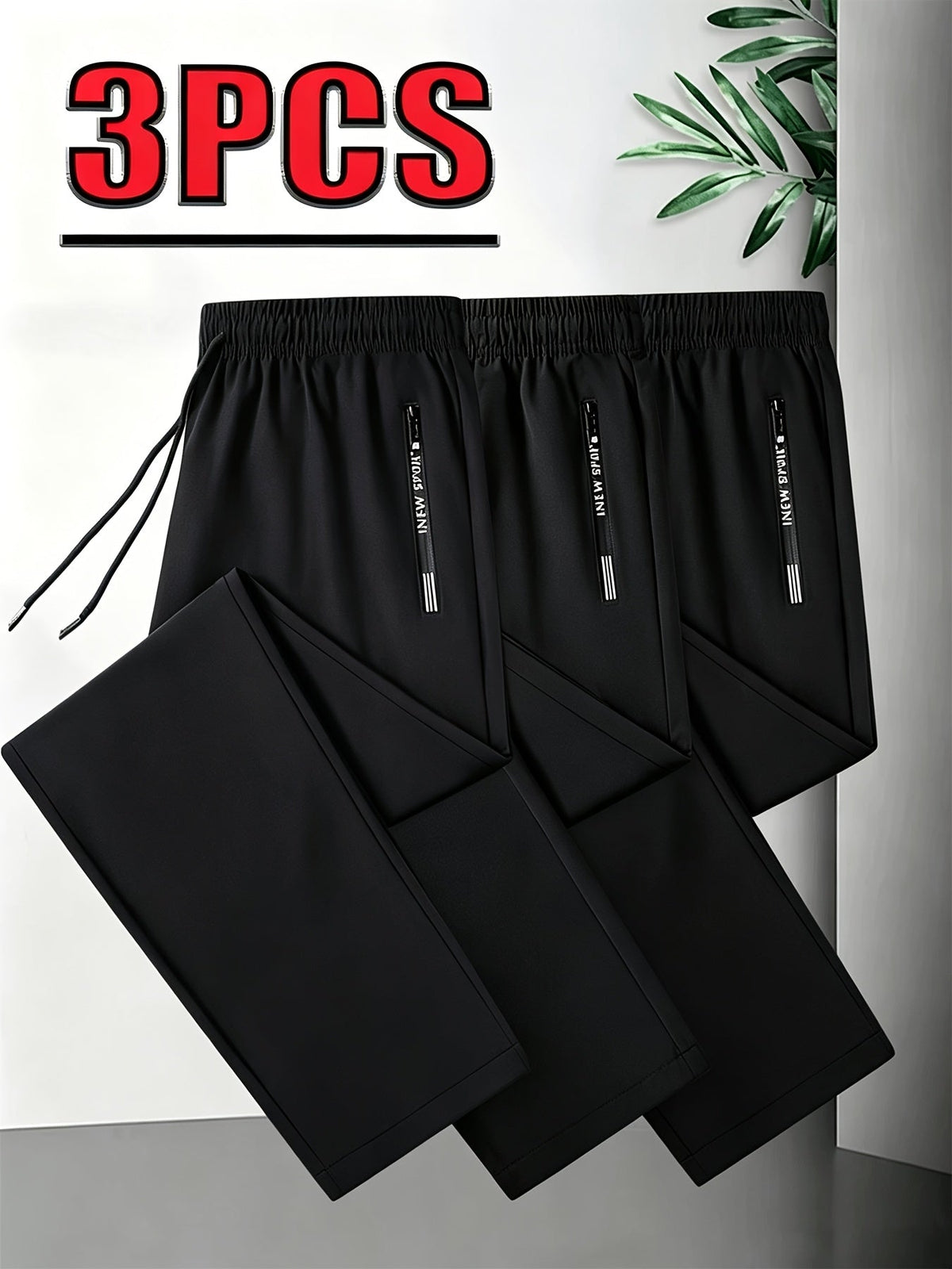 Set van 3 heren joggingbroeken met stretch en casual pasvorm
