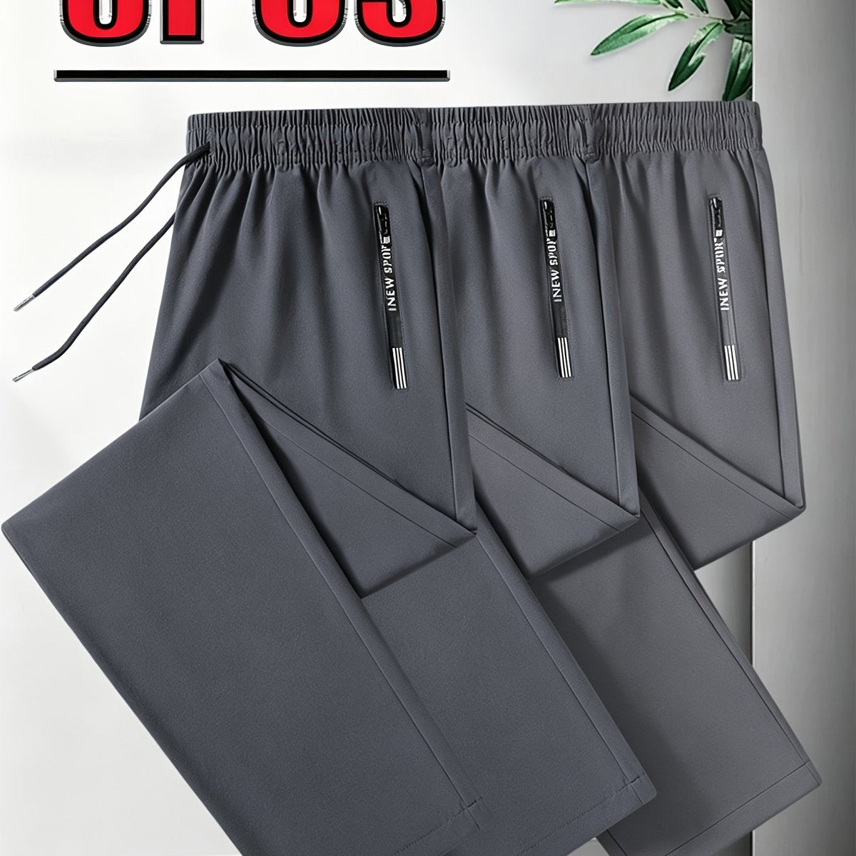 Set van 3 heren joggingbroeken met stretch en casual pasvorm