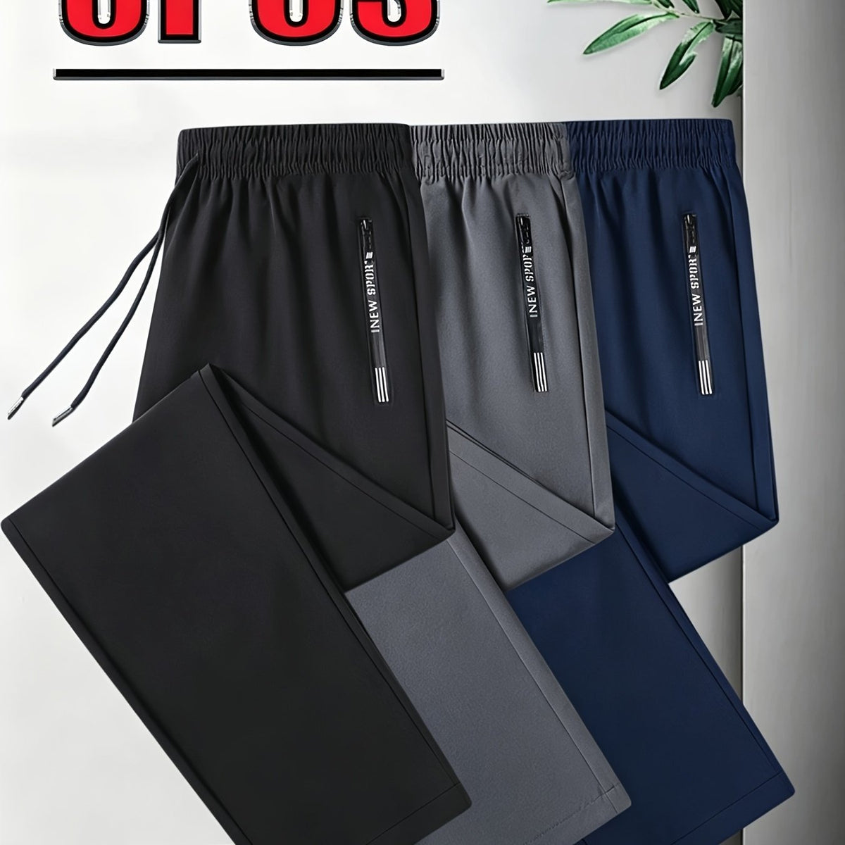 Set van 3 heren joggingbroeken met stretch en casual pasvorm