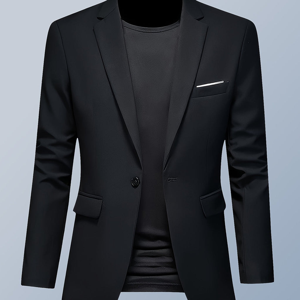 Heren slim fit blazer met één knoop
