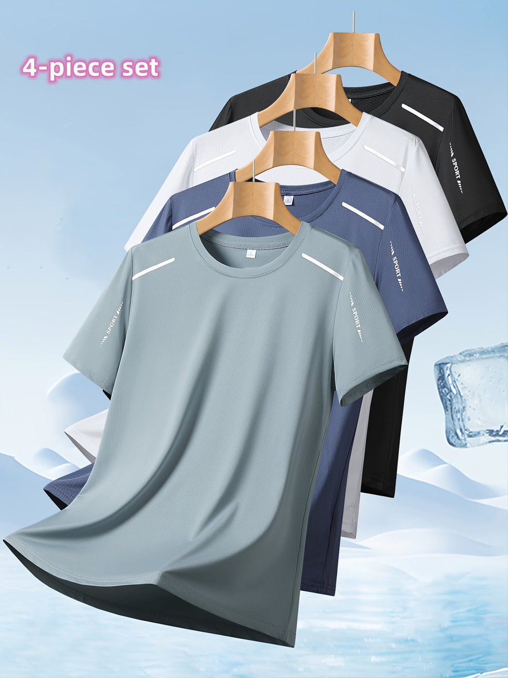Set van 4 lichtgewicht sport T-shirts voor heren