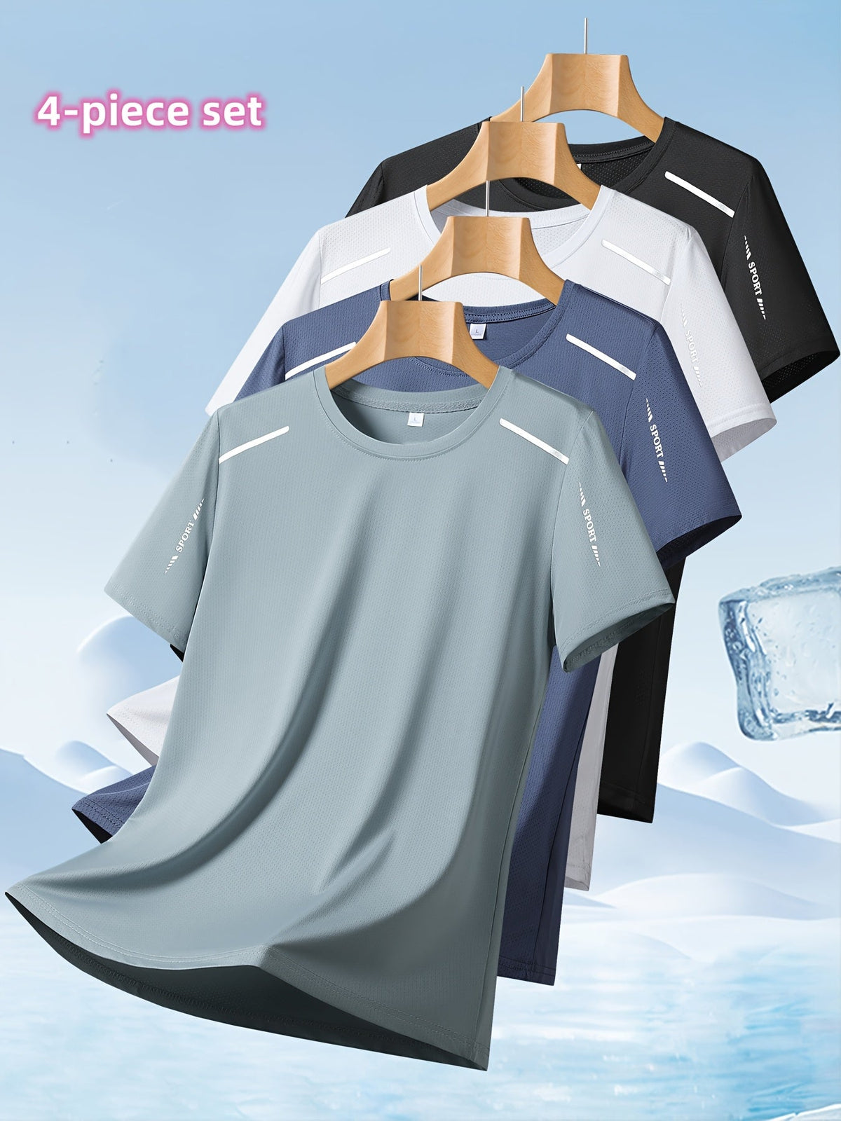 Set van 4 lichtgewicht sport T-shirts voor heren