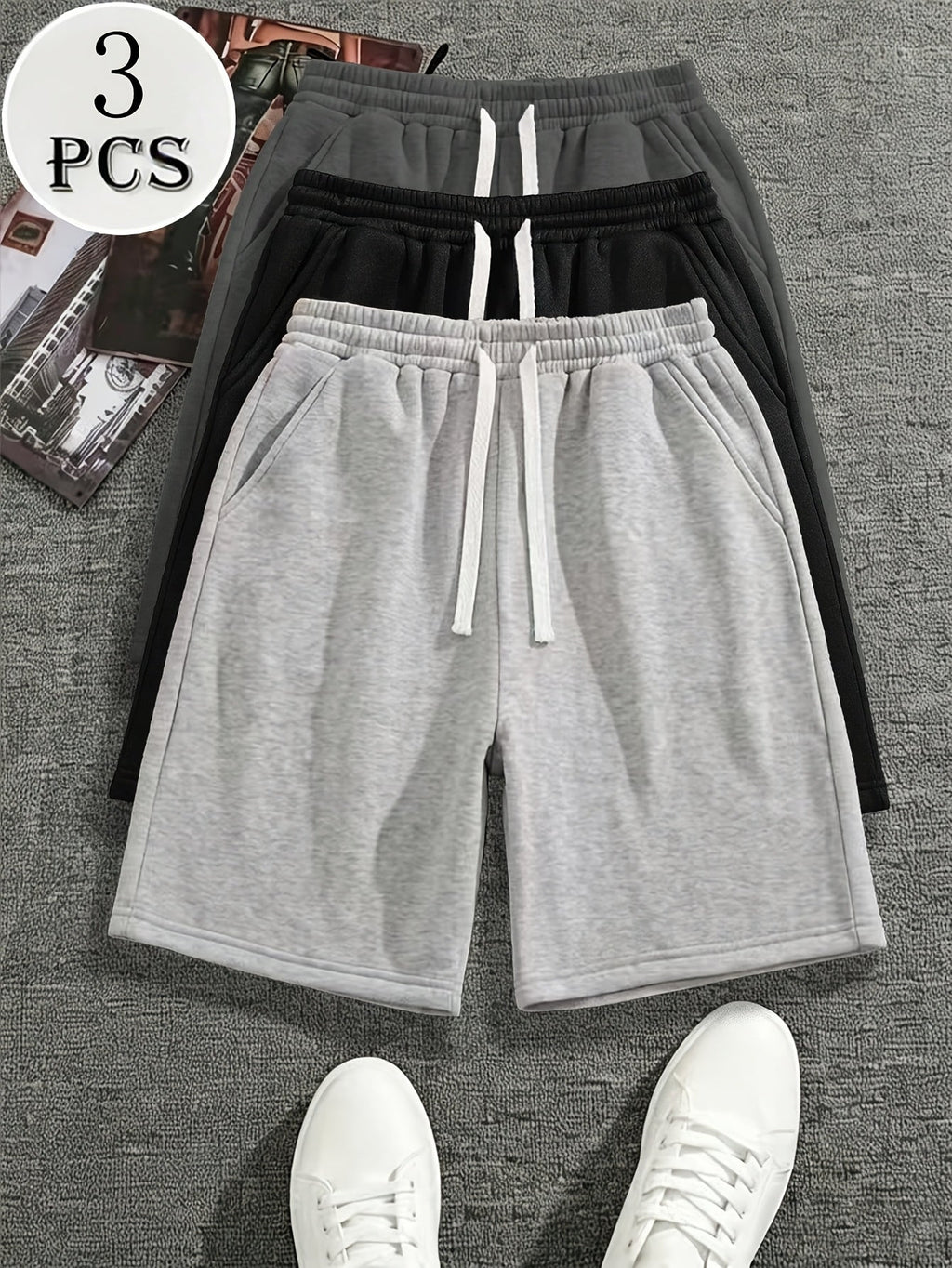 Set van 3 heren shorts met trekkoord