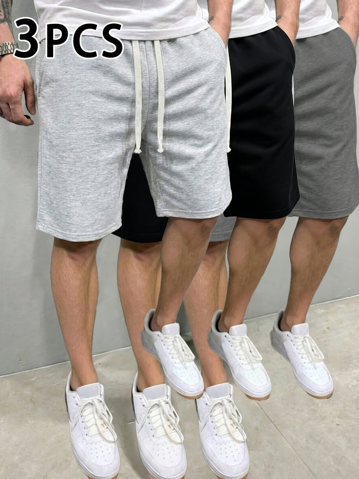 Set van 3 heren shorts met trekkoord