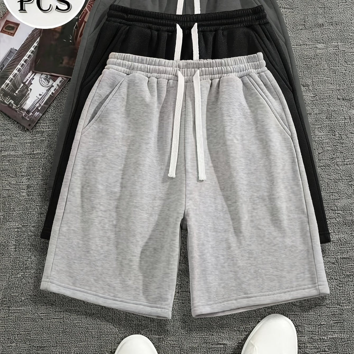 Set van 3 heren shorts met trekkoord