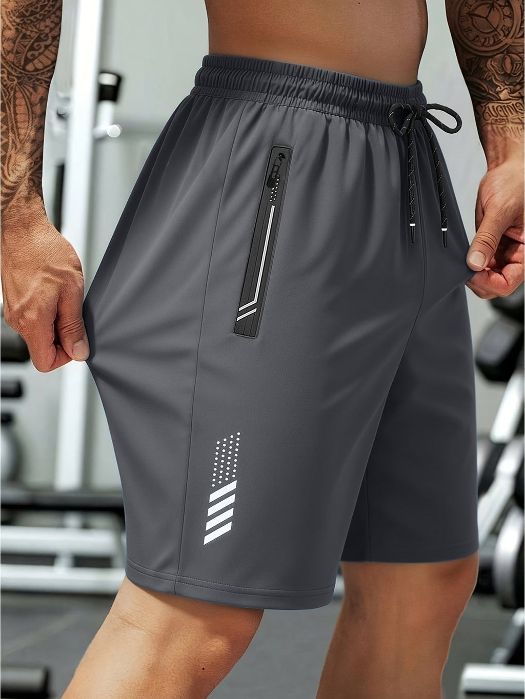 Heren sportshorts met sneldrogende stof en ritszakken