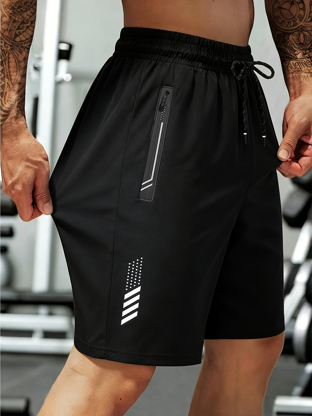 Heren sportshorts met sneldrogende stof en ritszakken