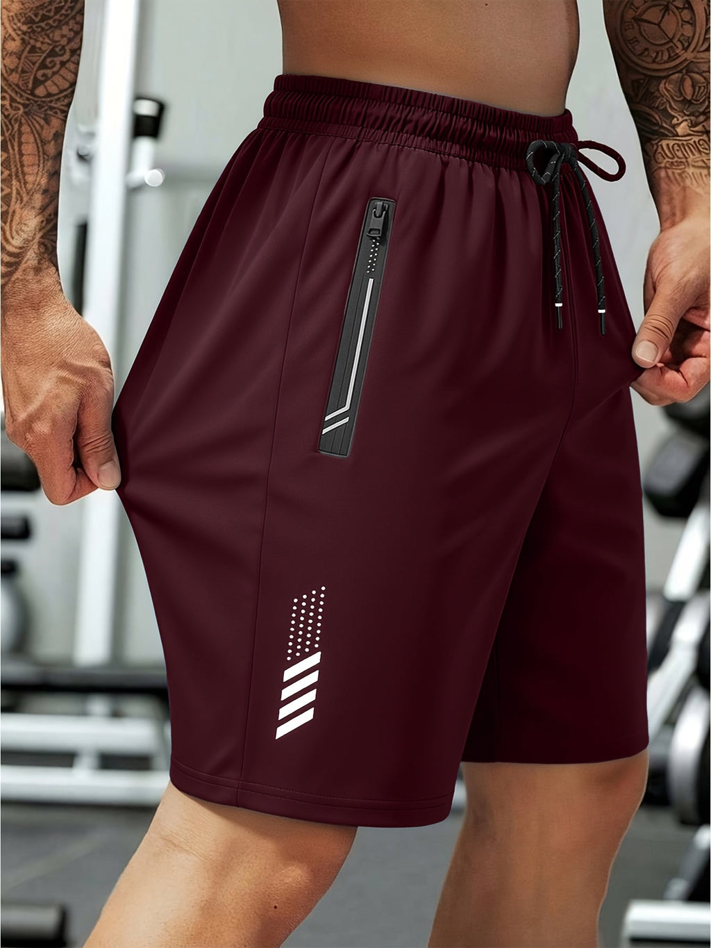Heren sportshorts met sneldrogende stof en ritszakken