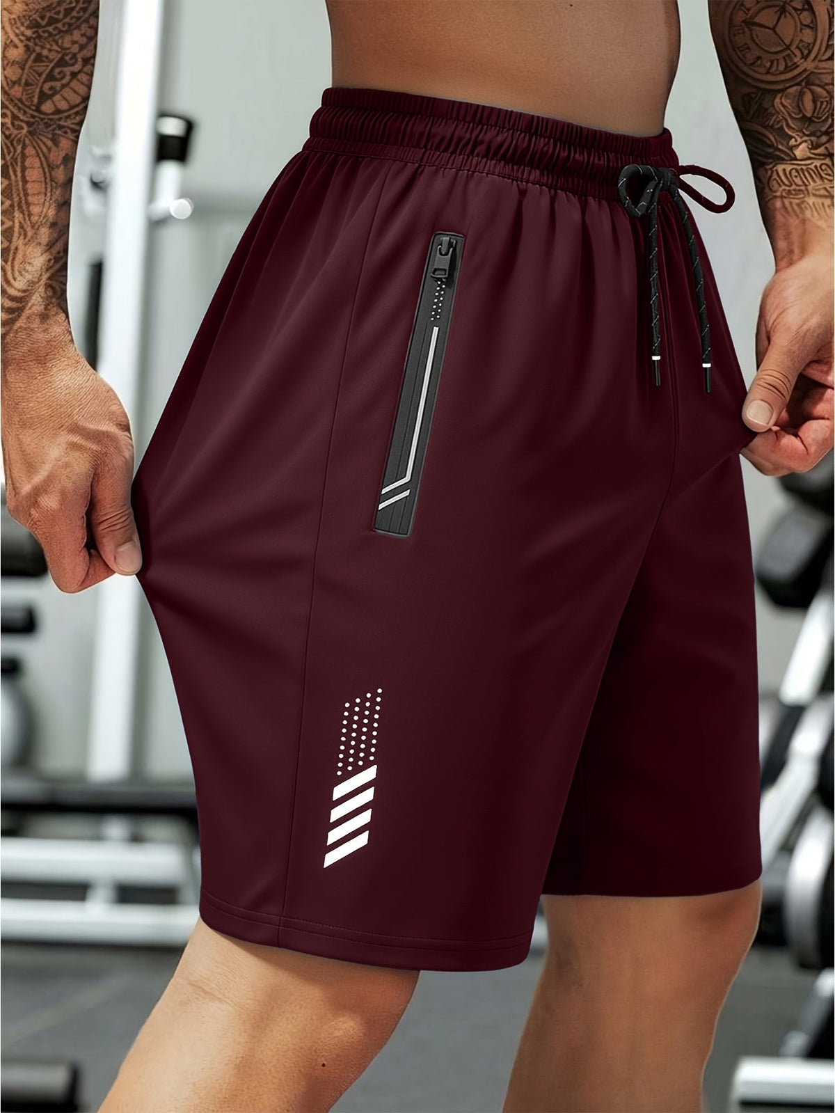 Heren sportshorts met sneldrogende stof en ritszakken