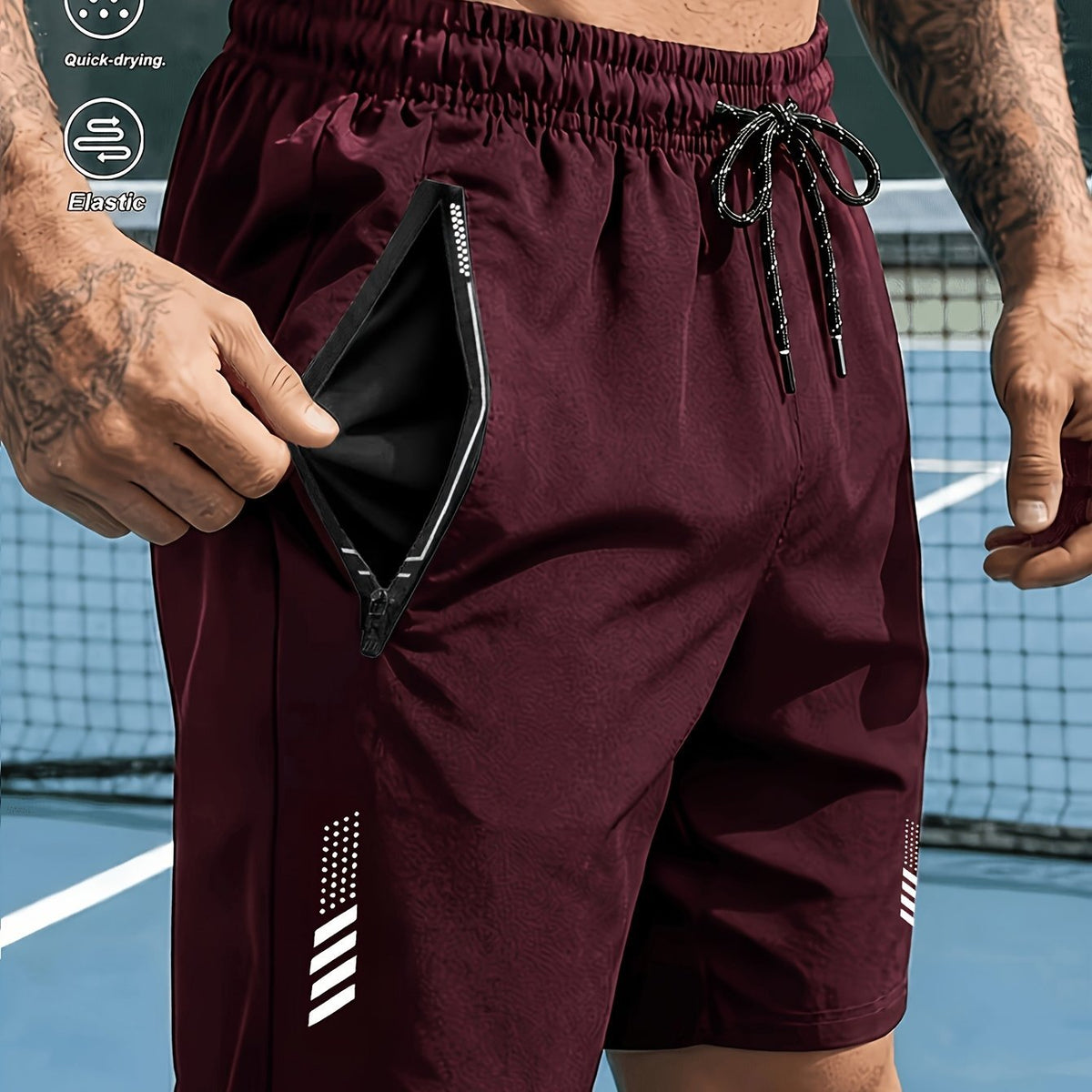 Heren sportshorts met sneldrogende stof en ritszakken