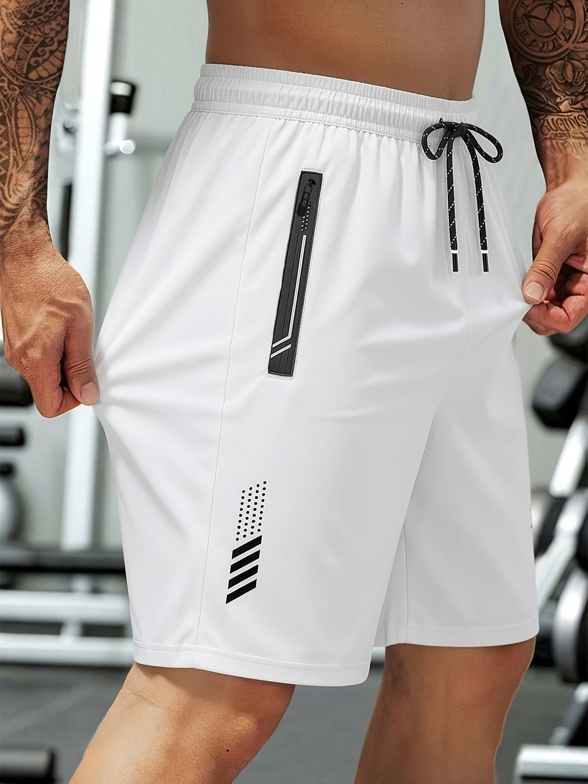 Heren sportshorts met sneldrogende stof en ritszakken