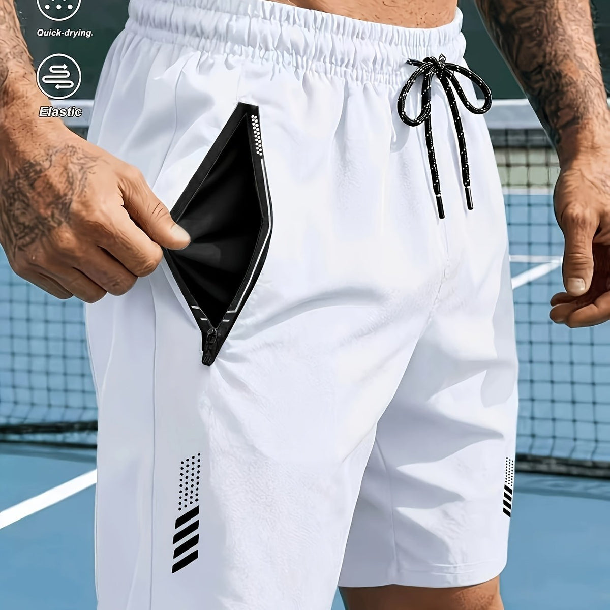 Heren sportshorts met sneldrogende stof en ritszakken