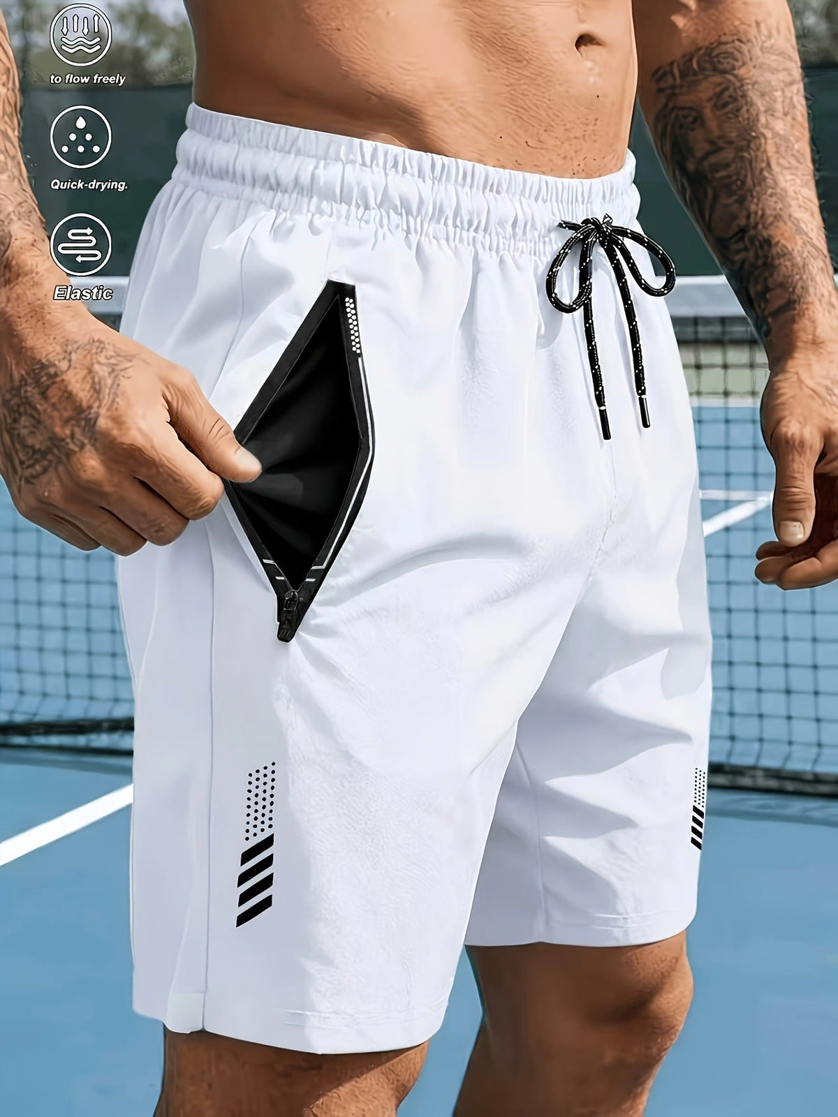 Heren sportshorts met sneldrogende stof en ritszakken
