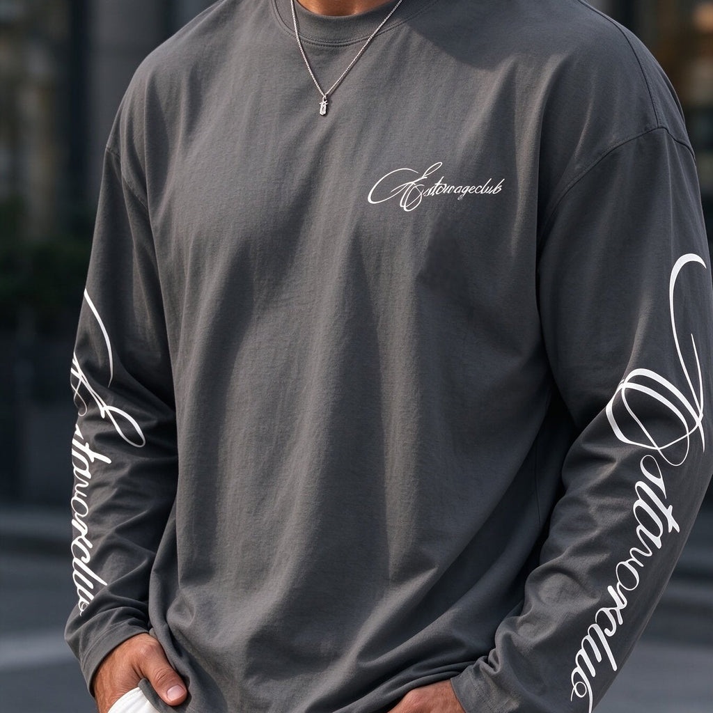 Heren T-shirt met lange mouwen en oversized pasvorm