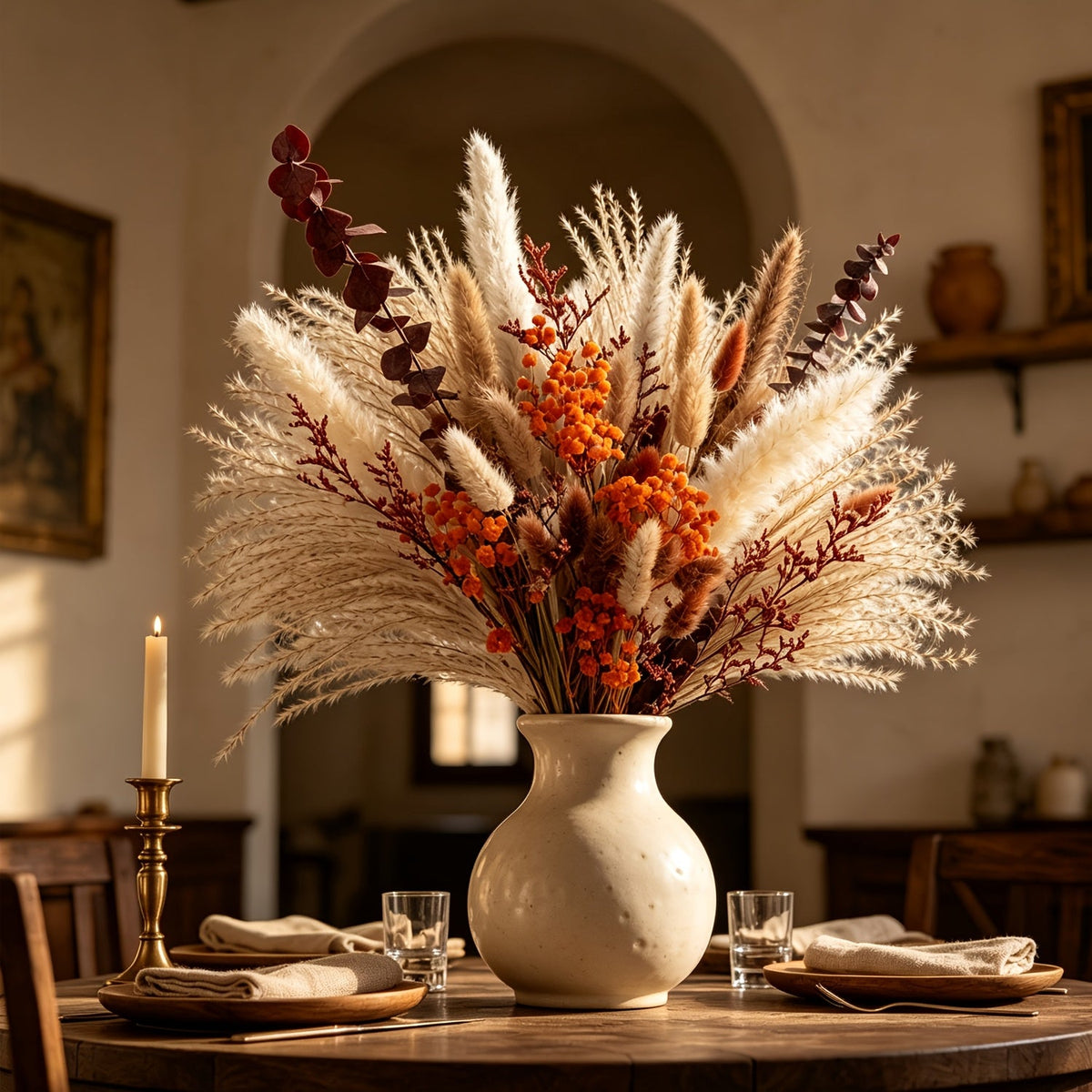 Herfst Decoratieset – Botanische Tafeldecoratie in Oranje & Crème - Spotlights shopping