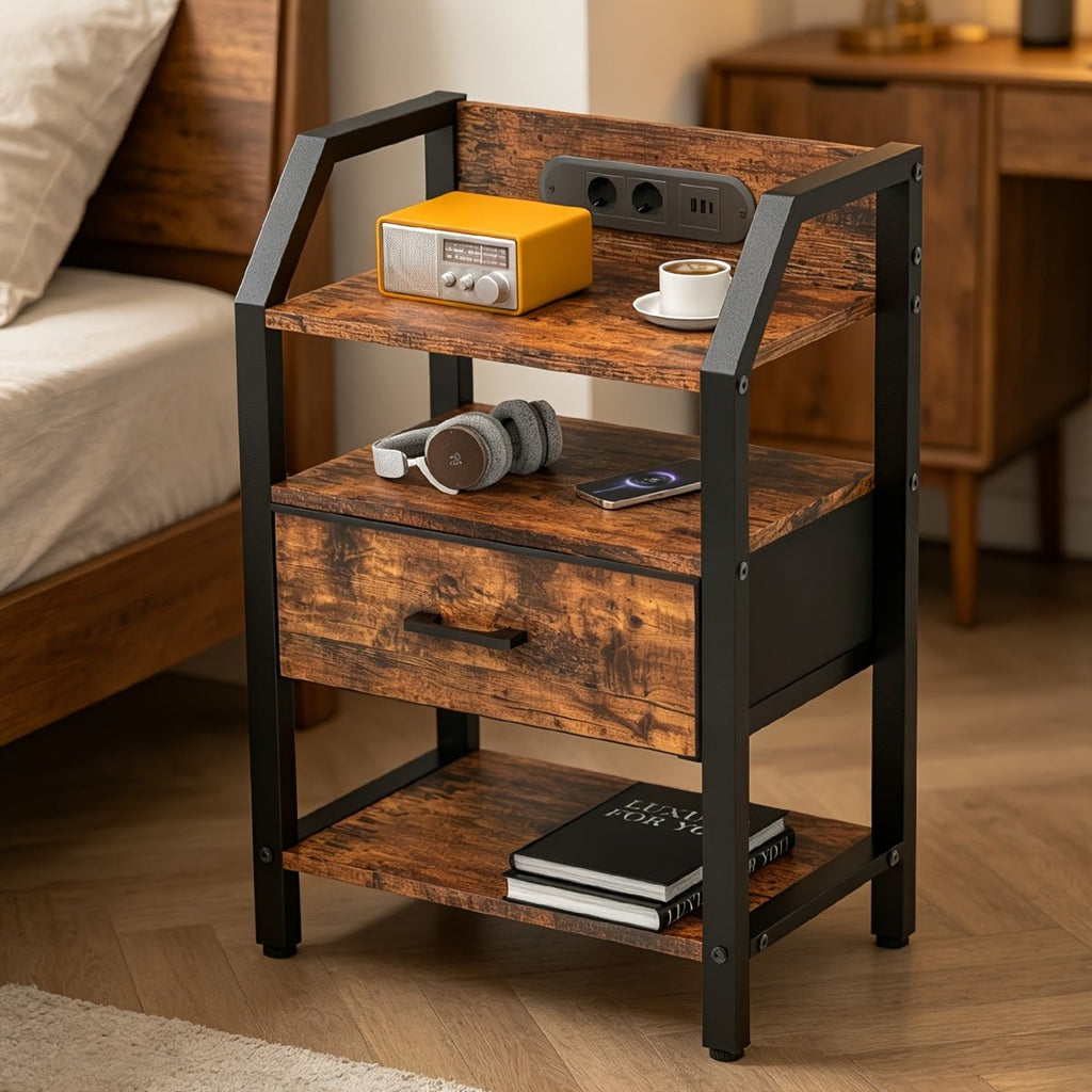 HLONONE Nachtkastje met USB, Stopcontacten en LED - Spotlights shopping