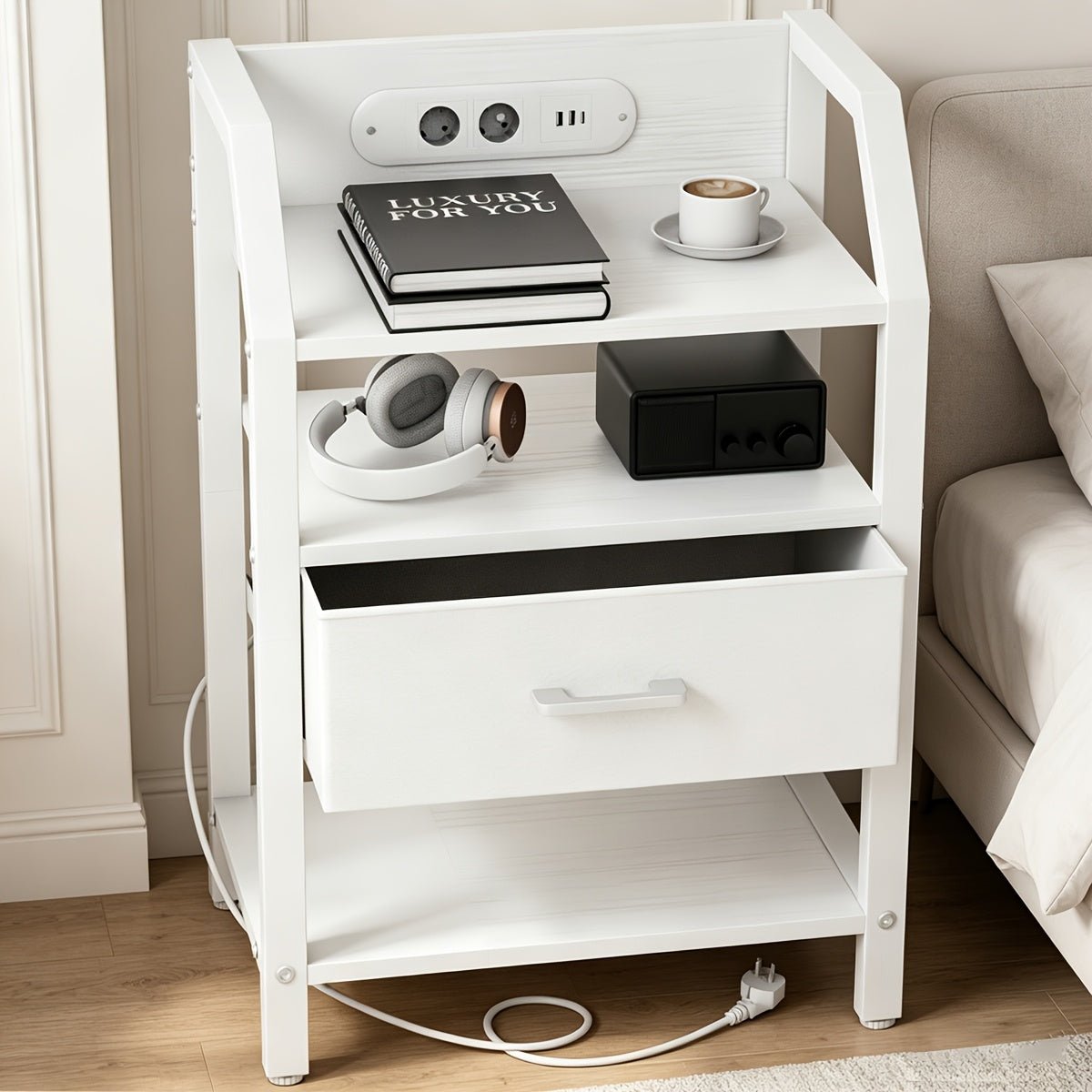 HLONONE Nachtkastje met USB, Stopcontacten en LED - Spotlights shopping