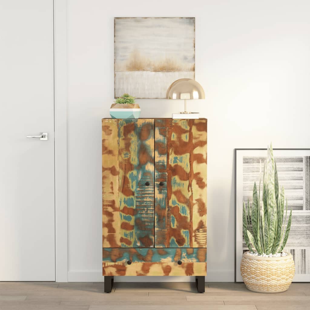 Hoge Kast Met Lade 60X33X100 Cm Gerecycled Hout En Ijzer - Spotlights shopping