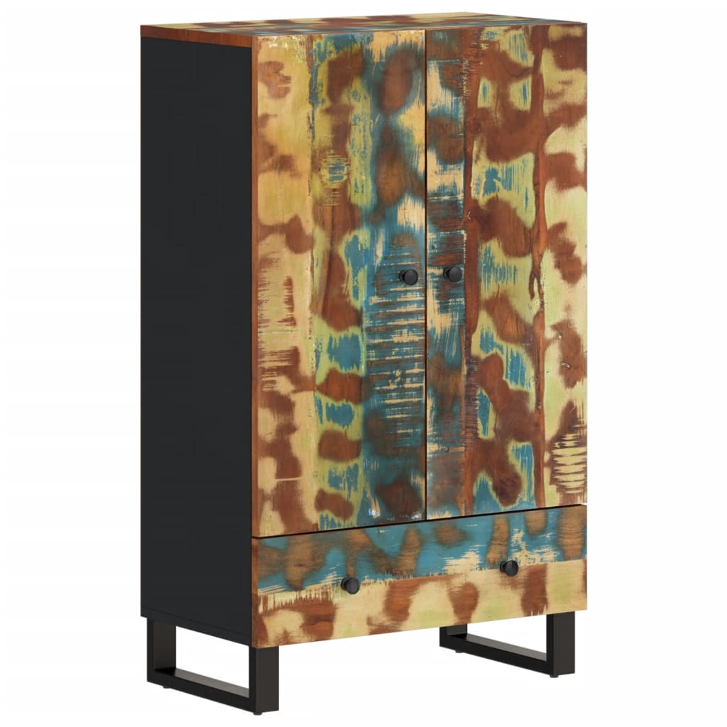 Hoge Kast Met Lade 60X33X100 Cm Gerecycled Hout En Ijzer - Spotlights shopping