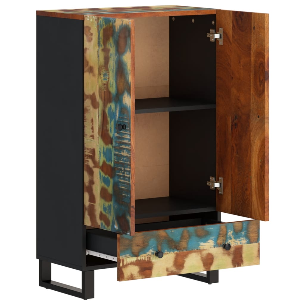 Hoge Kast Met Lade 60X33X100 Cm Gerecycled Hout En Ijzer - Spotlights shopping