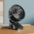 USB oplaadbare clip ventilator met 720 graden draaibare kop en ingebouwde LED-nachtlamp