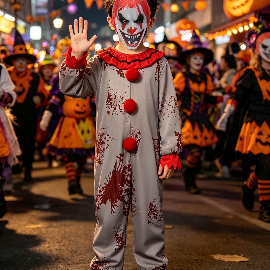 Jongens Halloween kostuum als horror clown