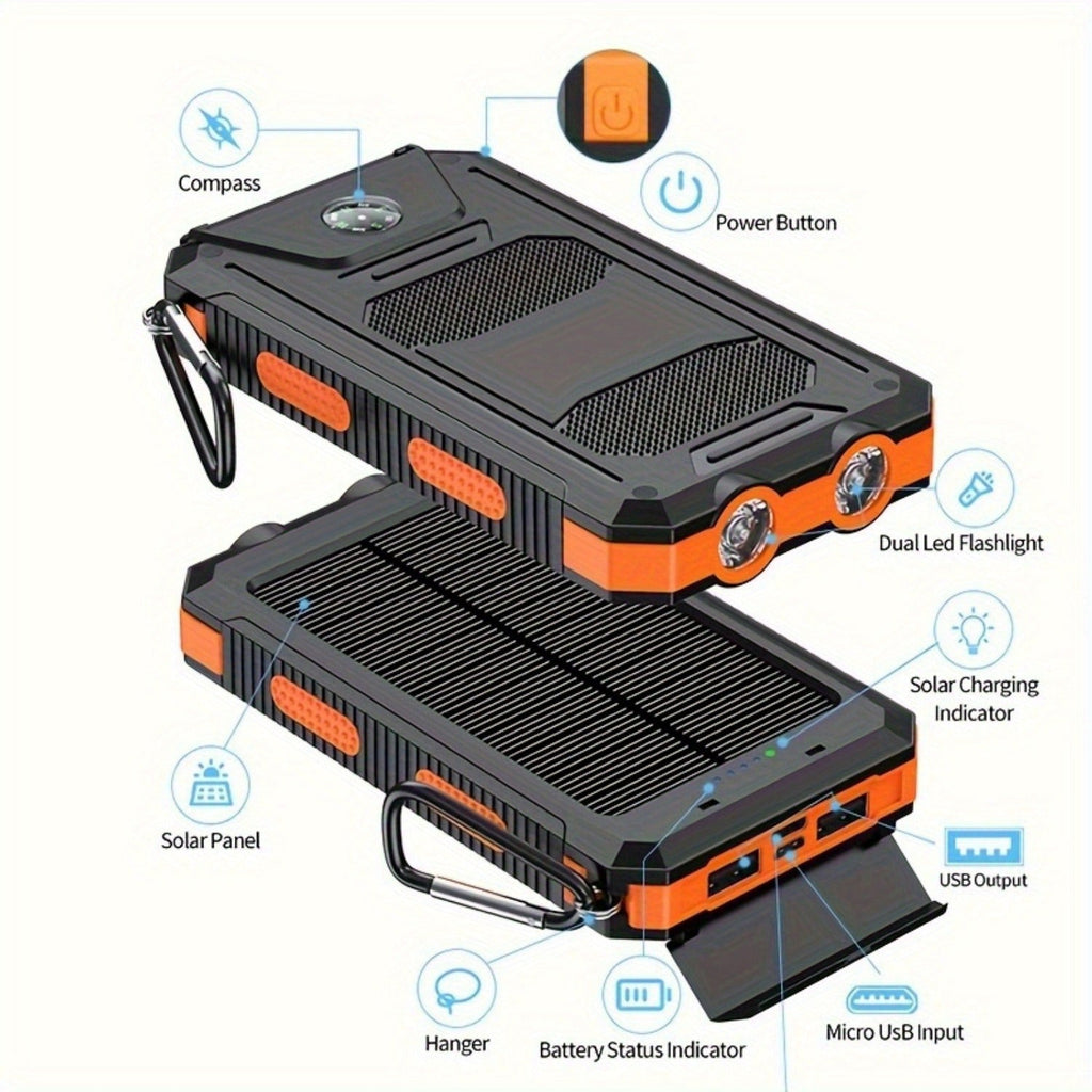 HXETERNAL Solar Powerbank 20000 mAh met LED - Spotlights shopping