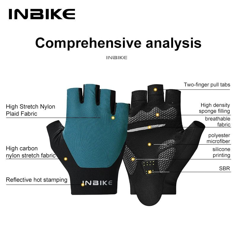 INBIKE 2025 Summer Cycling Gloves for Men Shock-Absorbing Padded Breathable Bicycle Gloves MTB Road Mountain Bike Riding Gloves - Spotlights shopping