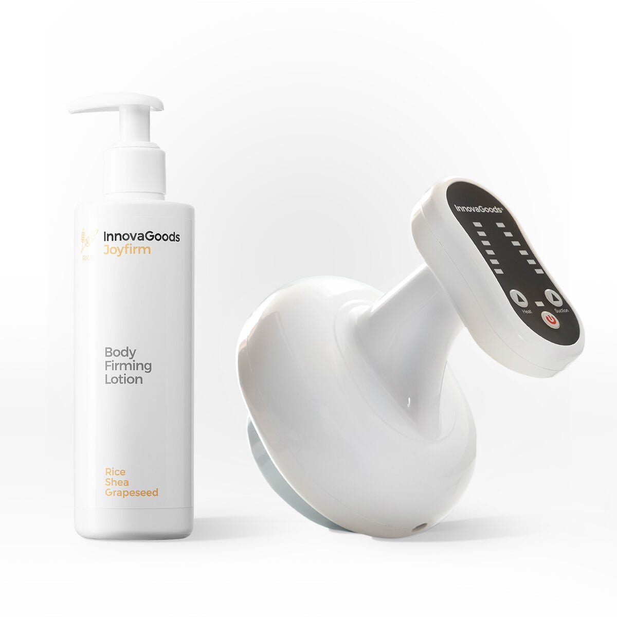 InnovaGoods Rice bodycare set met bodylotion en oplaadbare vacuümmassager met warmte