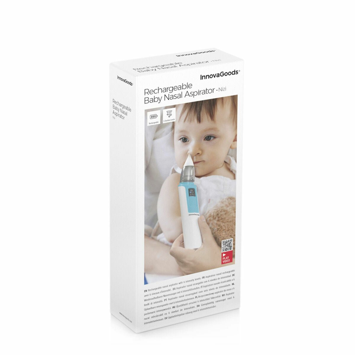 Nizi elektrische neusaspirator voor baby met 6 zuigstanden en siliconen opzetstukken