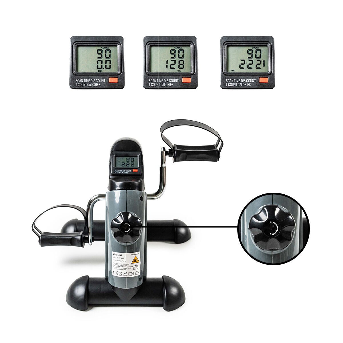 Velora 2100 mini hometrainer voor armen en benen met LCD-display en antislipmat