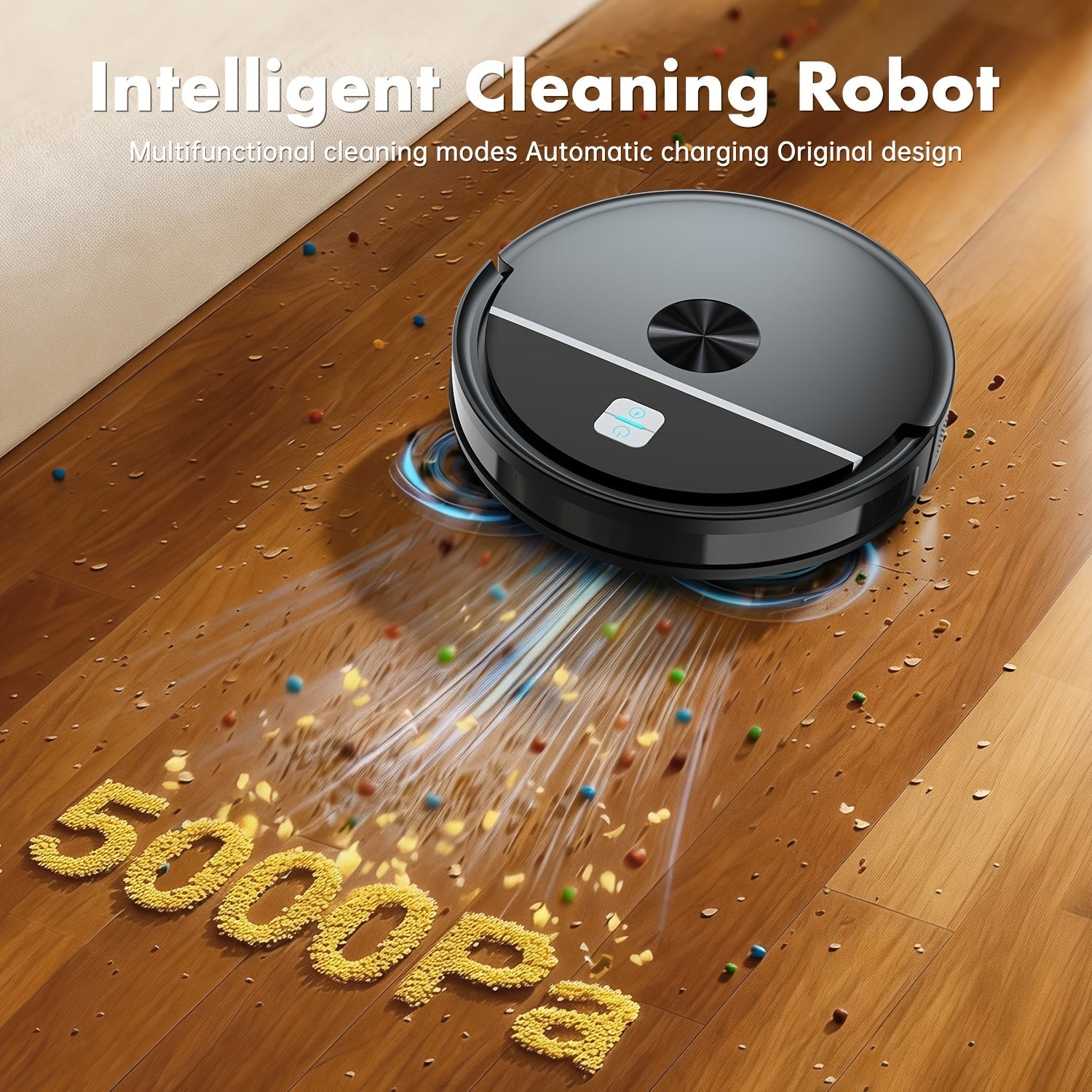 Slimme robotstofzuiger met dweilfunctie, 5000Pa zuigkracht en app-bediening.