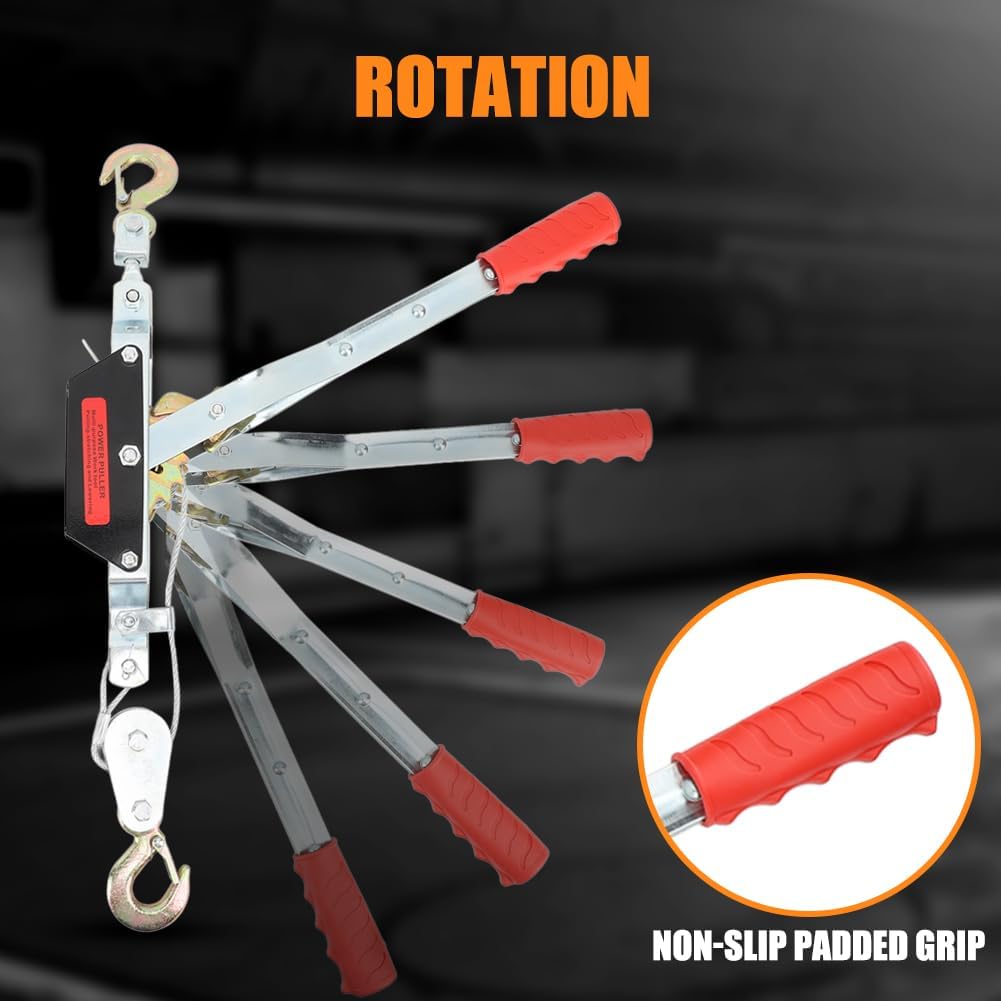 Kabeltrekker 4 ton – Heavy Duty met Stalen Kabel en Dubbele Tandwielen - Spotlights shopping