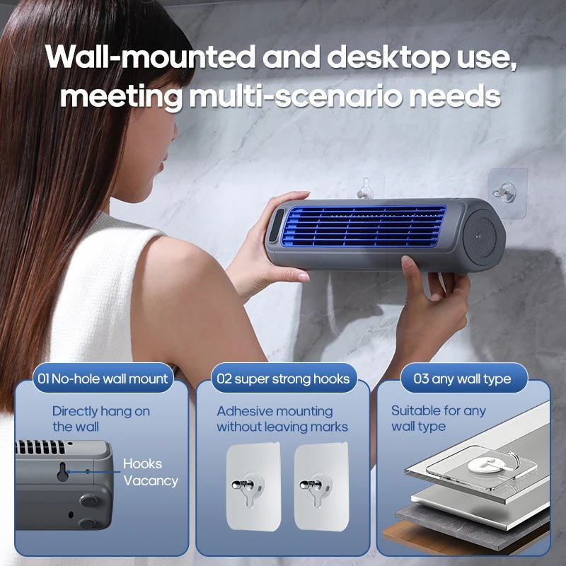 KINSCOTER draadloze luchtcirculatieventilator met 2000mAh accu voor bureau en wandmontage