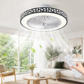 Lage plafondventilator met LED verlichting en stille motor voor slaapkamer en woonkamer.