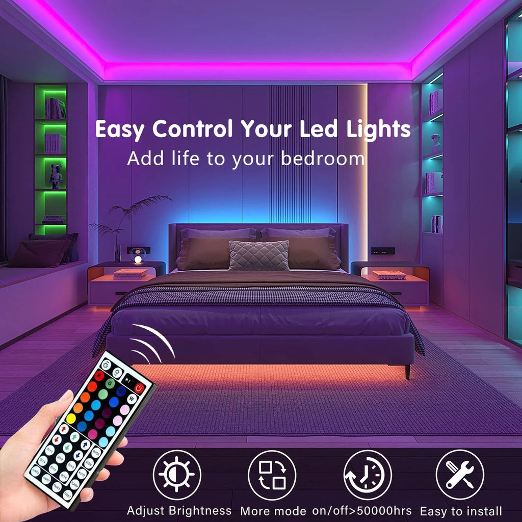RGB LED Strip met afstandsbediening voor sfeerverlichting in woonkamer, slaapkamer en TV-achtergrond