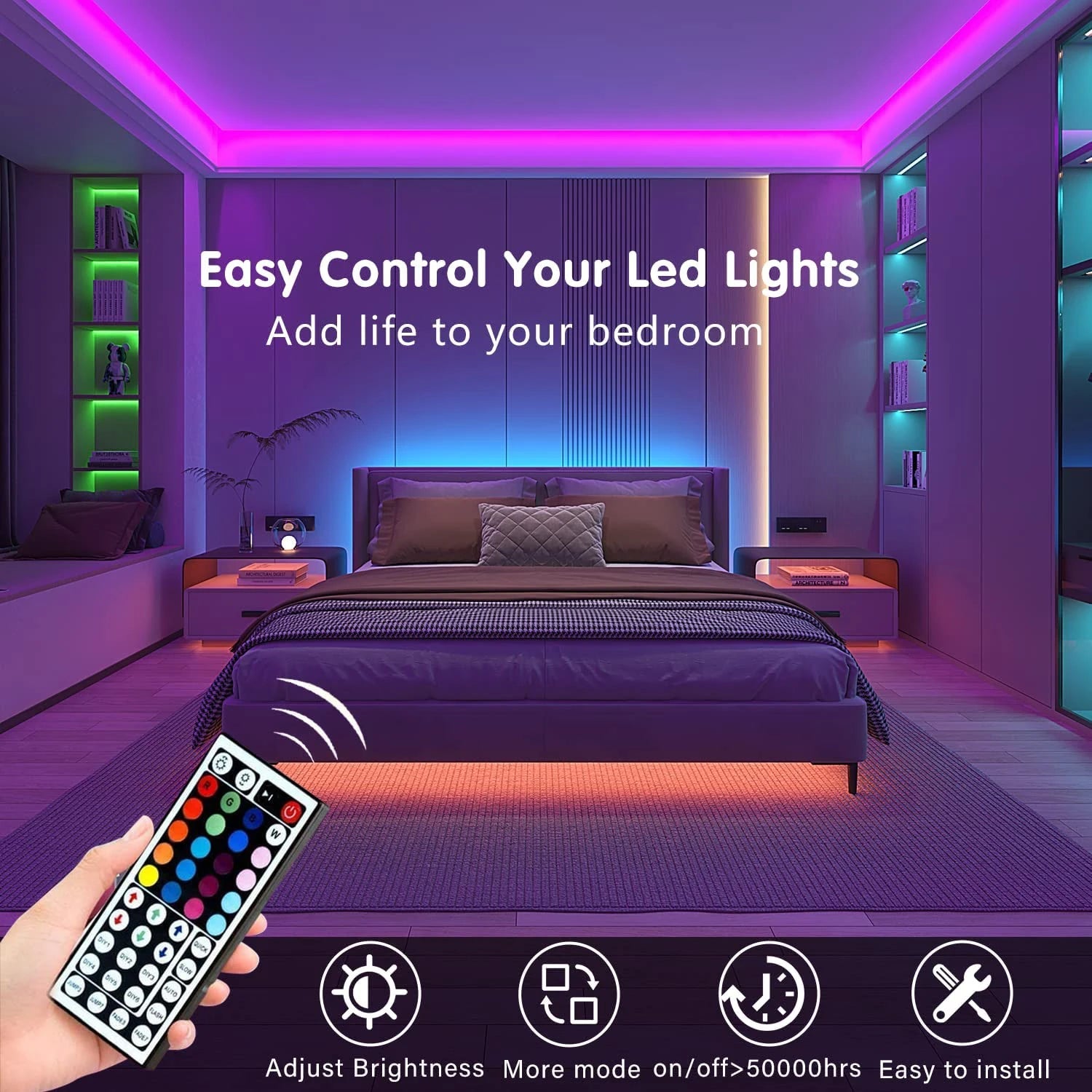 RGB LED Strip met afstandsbediening voor sfeerverlichting in woonkamer, slaapkamer en TV-achtergrond