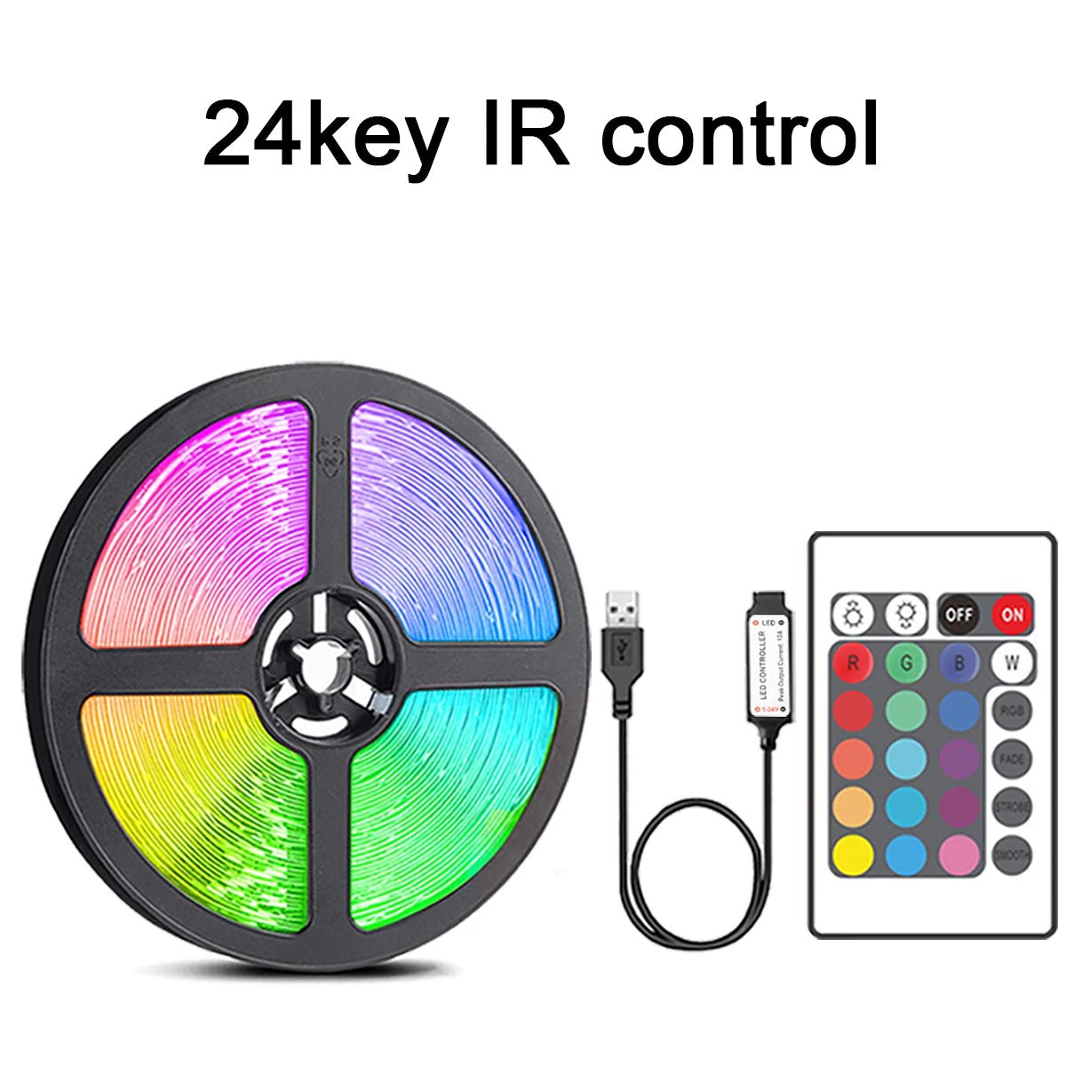 RGB LED Strip met afstandsbediening voor sfeerverlichting in woonkamer, slaapkamer en TV-achtergrond