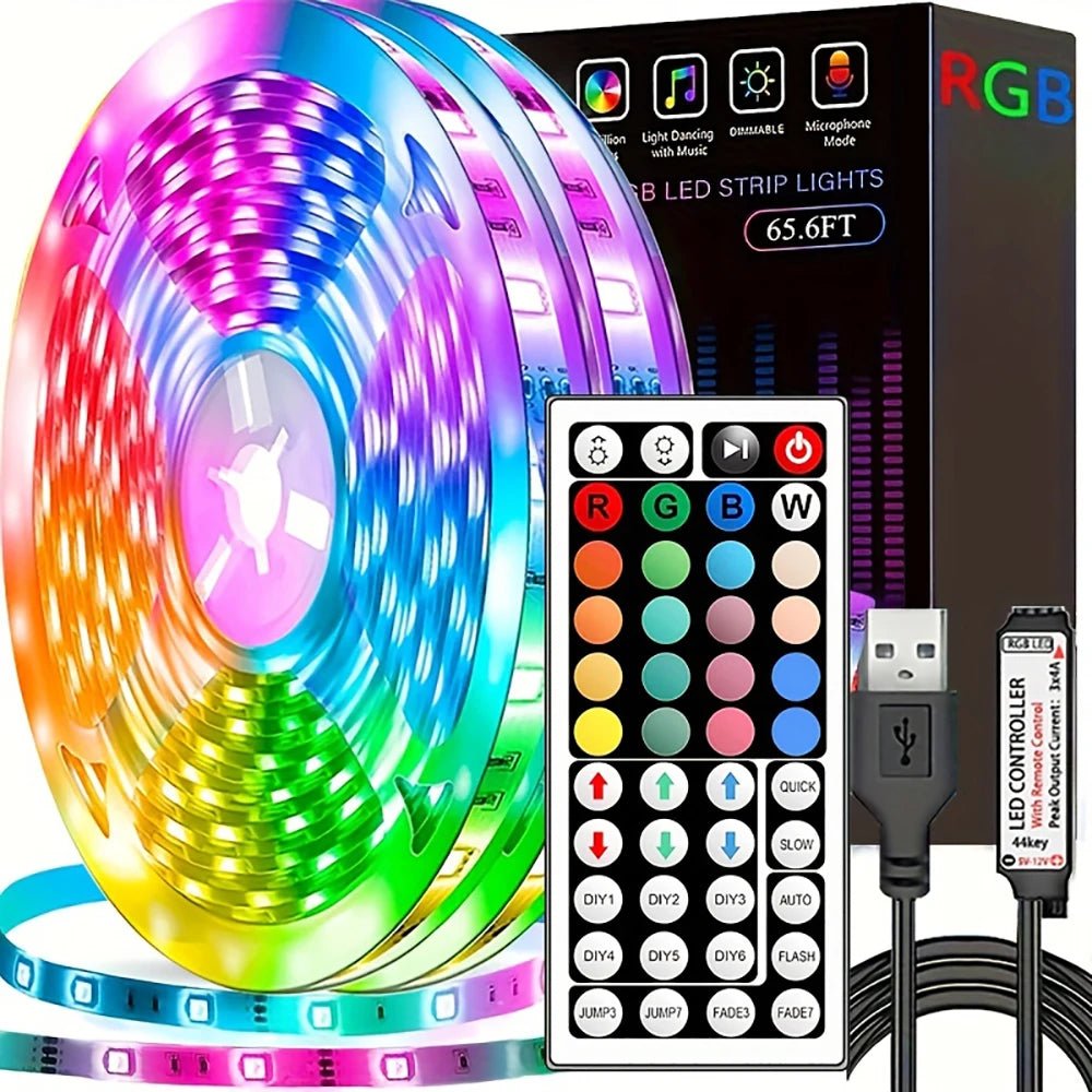 RGB LED Strip met afstandsbediening voor sfeerverlichting in woonkamer, slaapkamer en TV-achtergrond