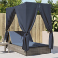 Ligbed Tweepersoons Met Dak En Gordijn Poly Rattan
