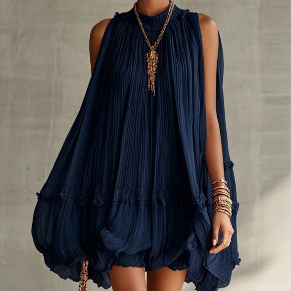 Dames A-lijn jurk met hoge taille, mesh details en decoratieve strik