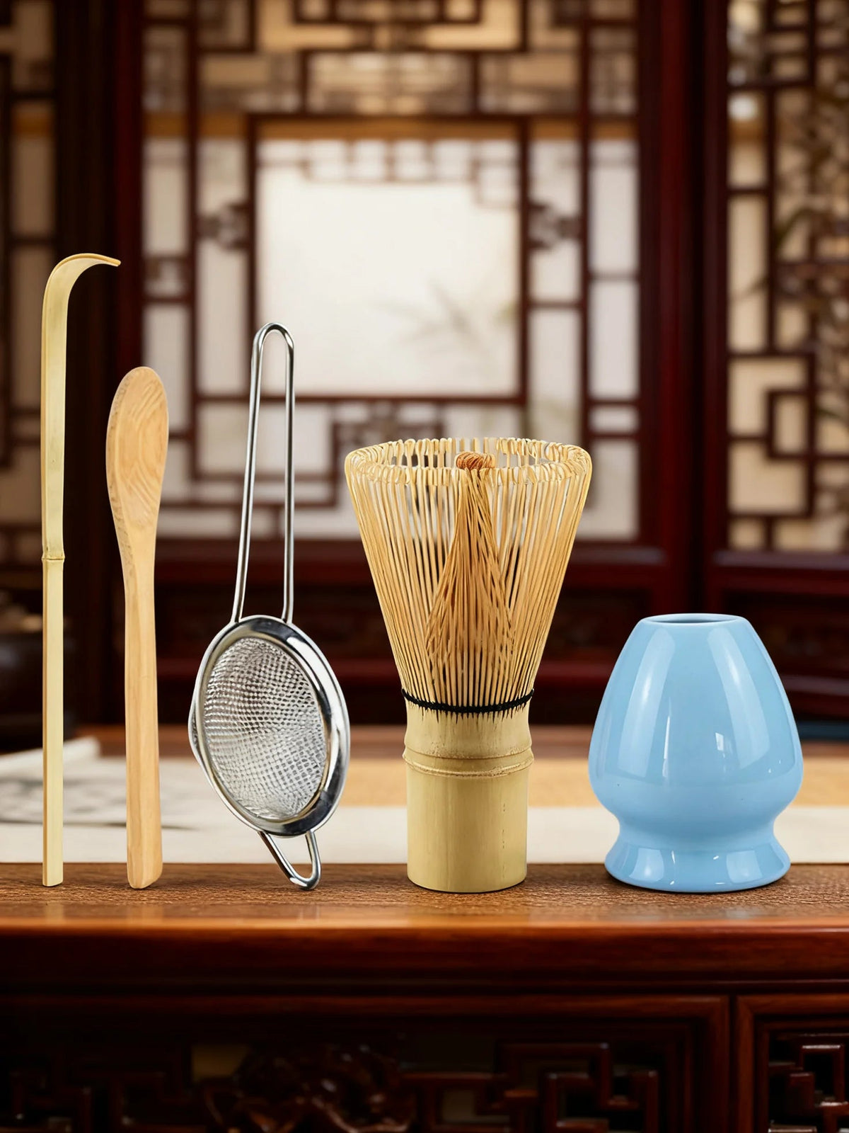 5-delige matcha set met bamboe accessoires