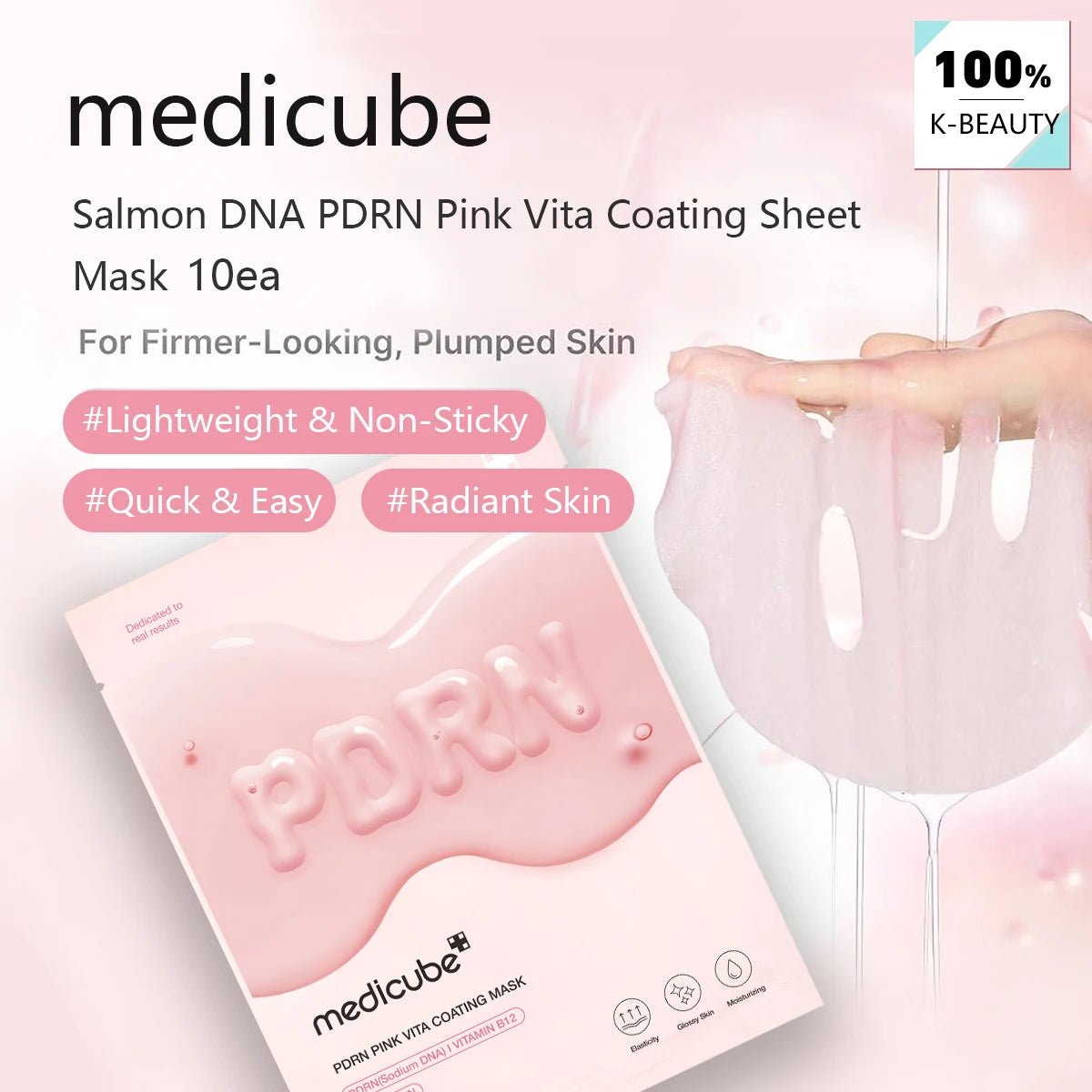 Medicube Salmon DNA PDRN Pink Vita Coating Sheet Mask 10ea,Hydrogel Sheet Technology,Korean Skincare,K-Beauty,Korean Makeup - Spotlights shopping