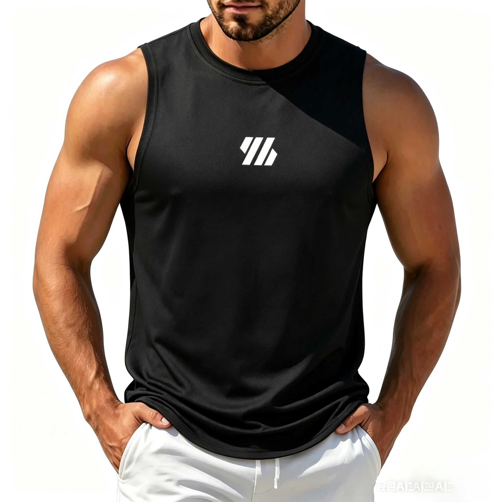 Heren mesh sporttanktop van ademende sneldrogende stof voor fitness en hardlopen