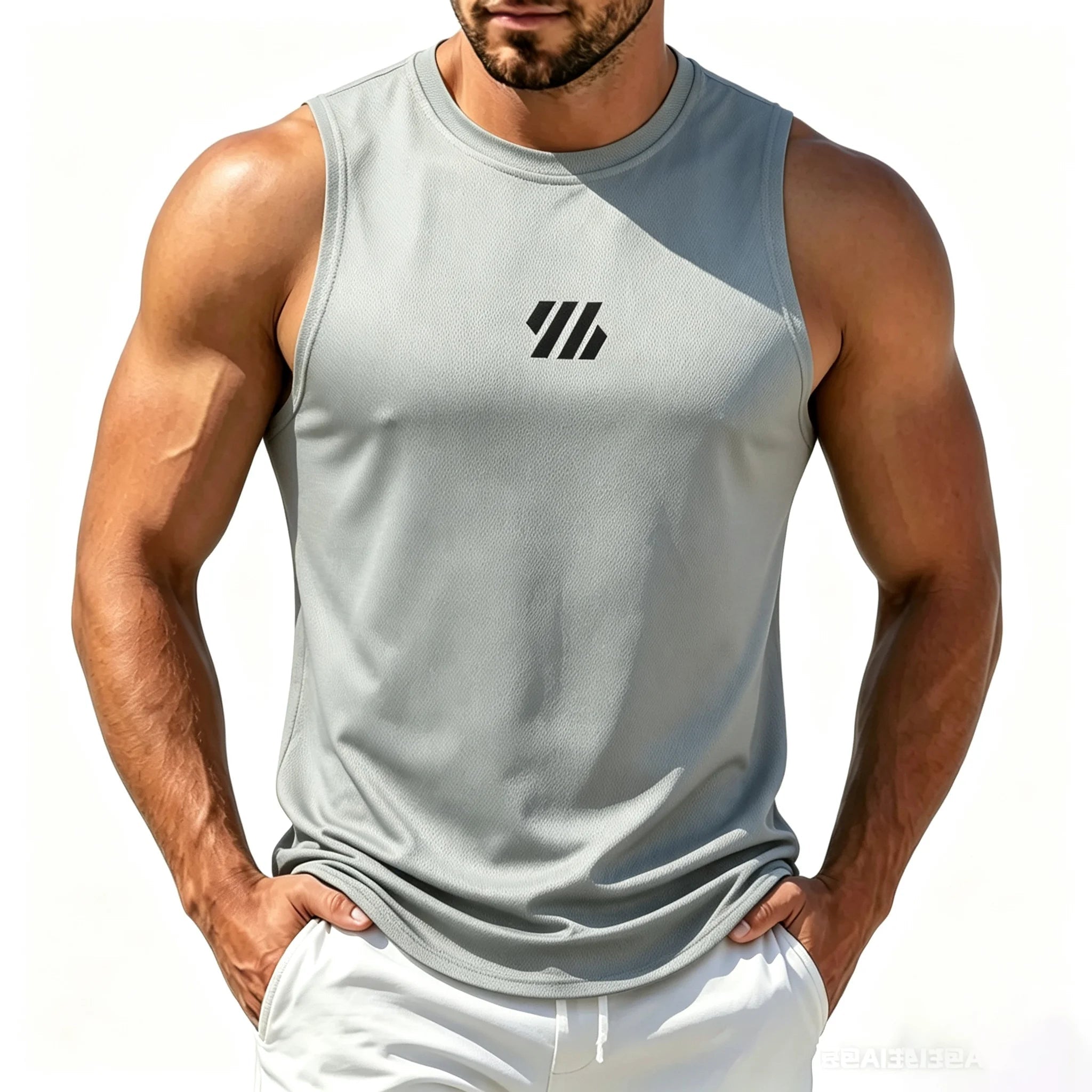 Heren mesh sporttanktop van ademende sneldrogende stof voor fitness en hardlopen