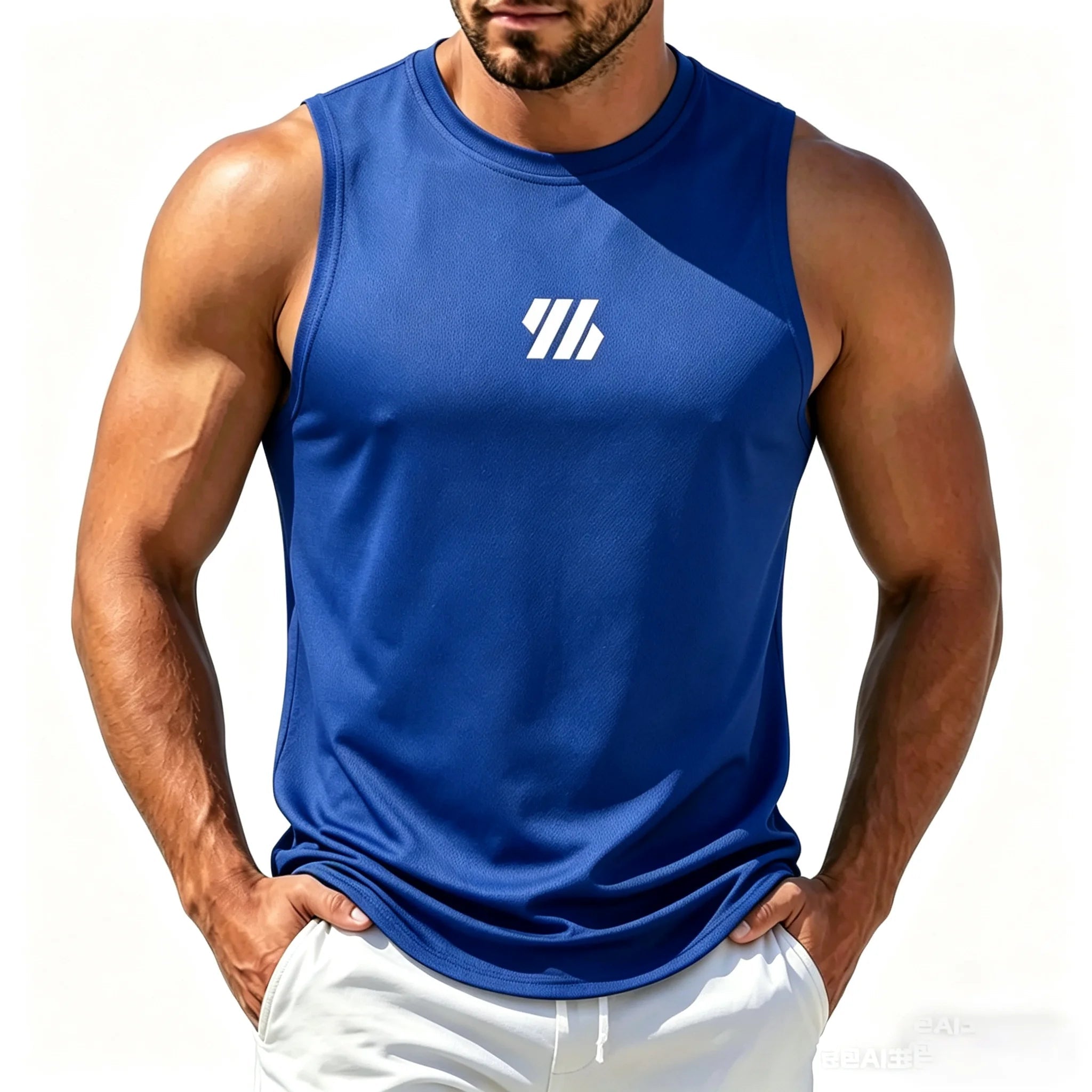 Heren mesh sporttanktop van ademende sneldrogende stof voor fitness en hardlopen