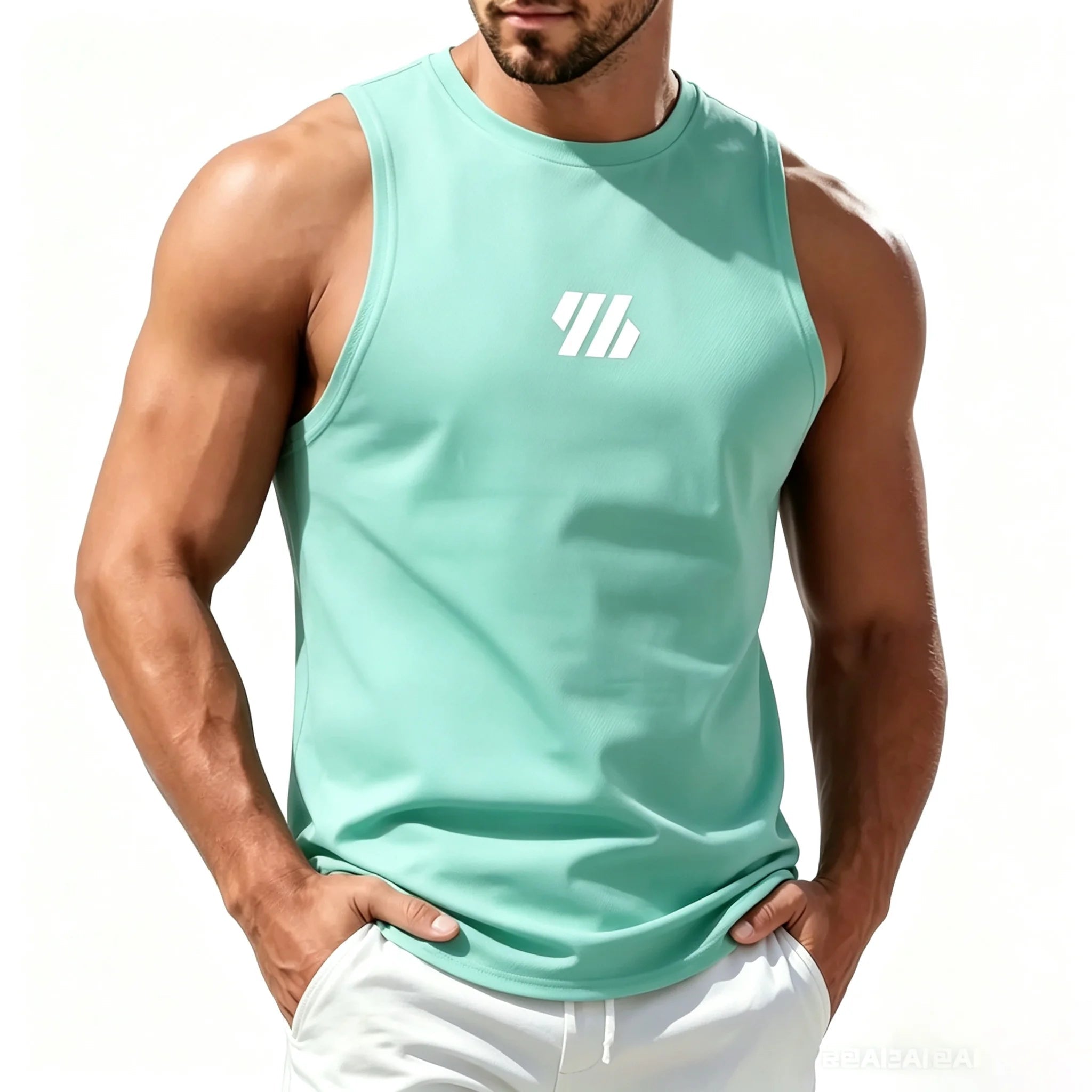 Heren mesh sporttanktop van ademende sneldrogende stof voor fitness en hardlopen