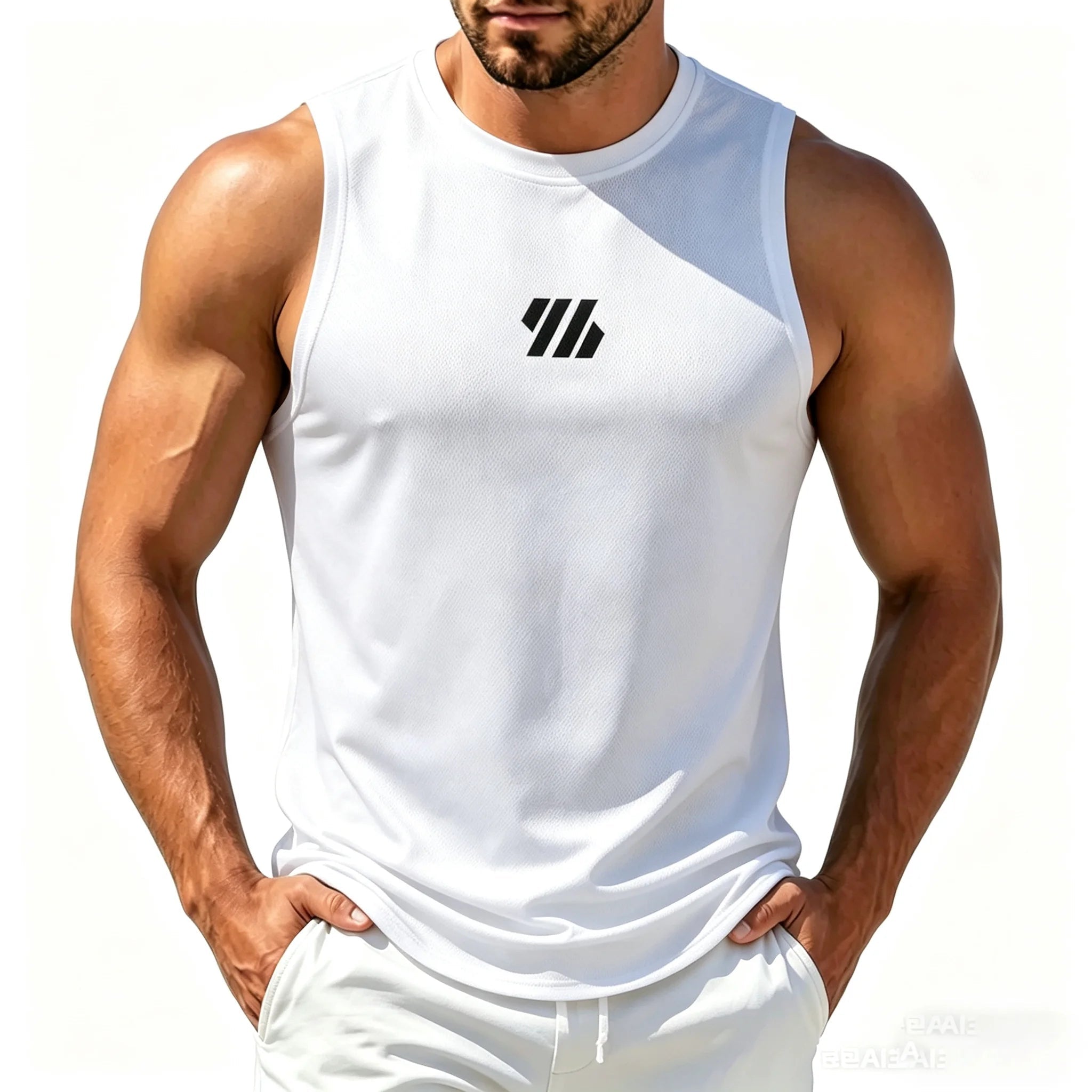 Heren mesh sporttanktop van ademende sneldrogende stof voor fitness en hardlopen