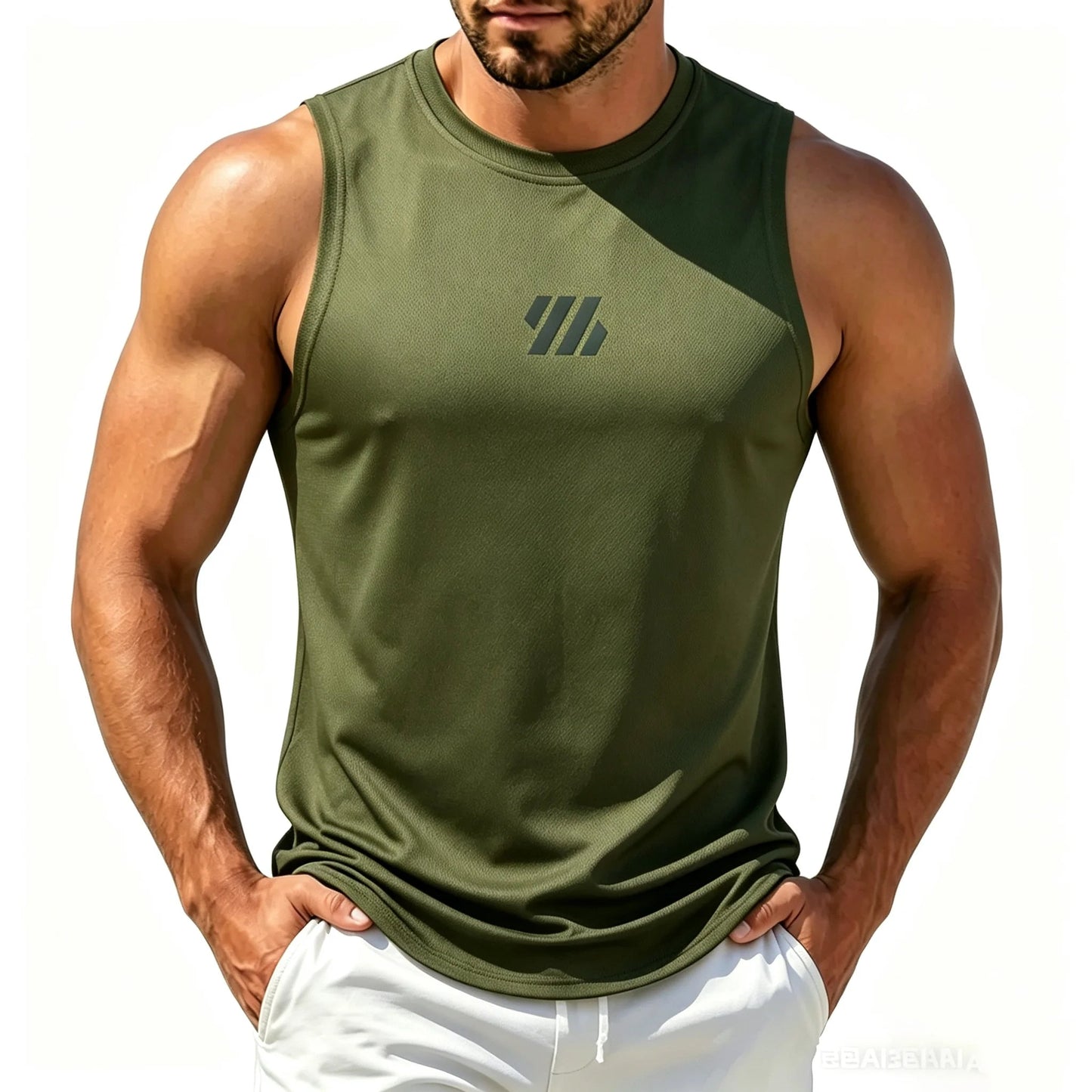 Men's Casual Fitness Tank Top Sportswear Sleeveless Shirt Male Mesh Breathable Tops Tee Sports Vest Undershirt Gyms Vest Men - Spotlights shopping