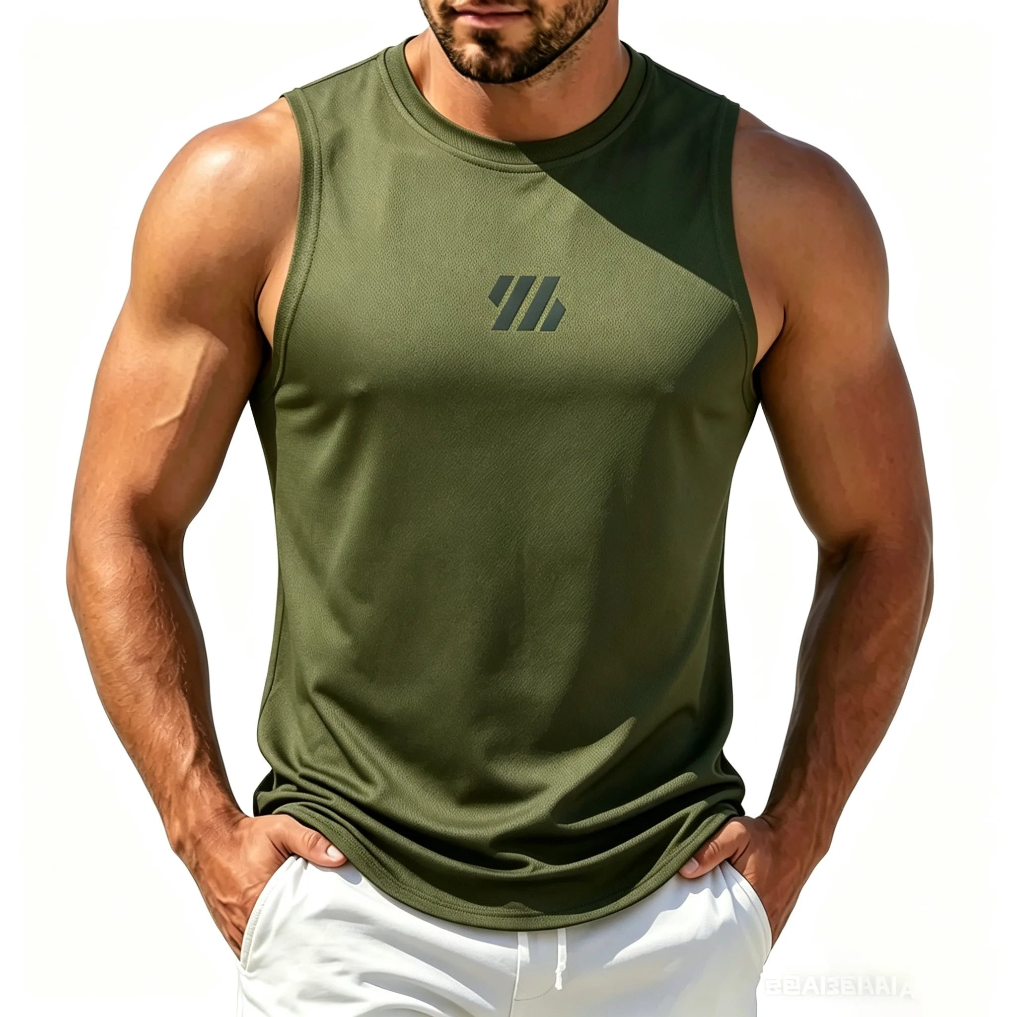Heren mesh sporttanktop van ademende sneldrogende stof voor fitness en hardlopen
